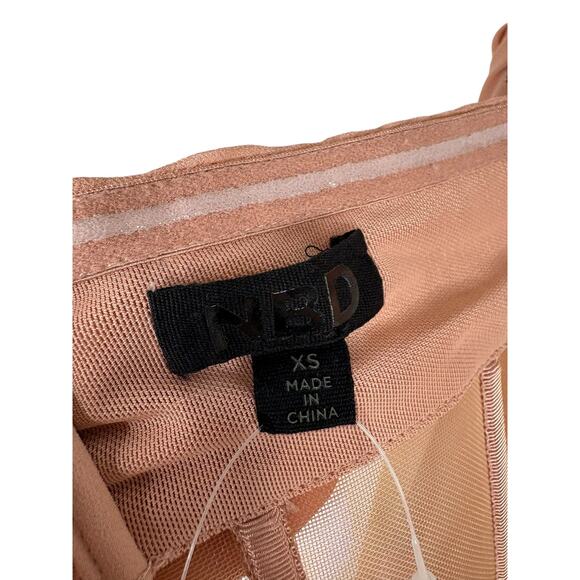 NBD Aaron Mesh Corset Gown Strapless Party Formal Statement Gala Prom Blush XS - Picture 11 of 12